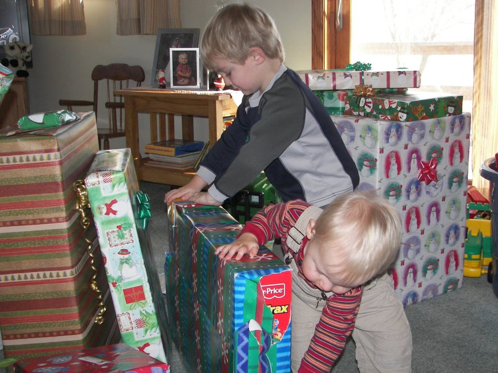 Andrew & Tyler opening presents