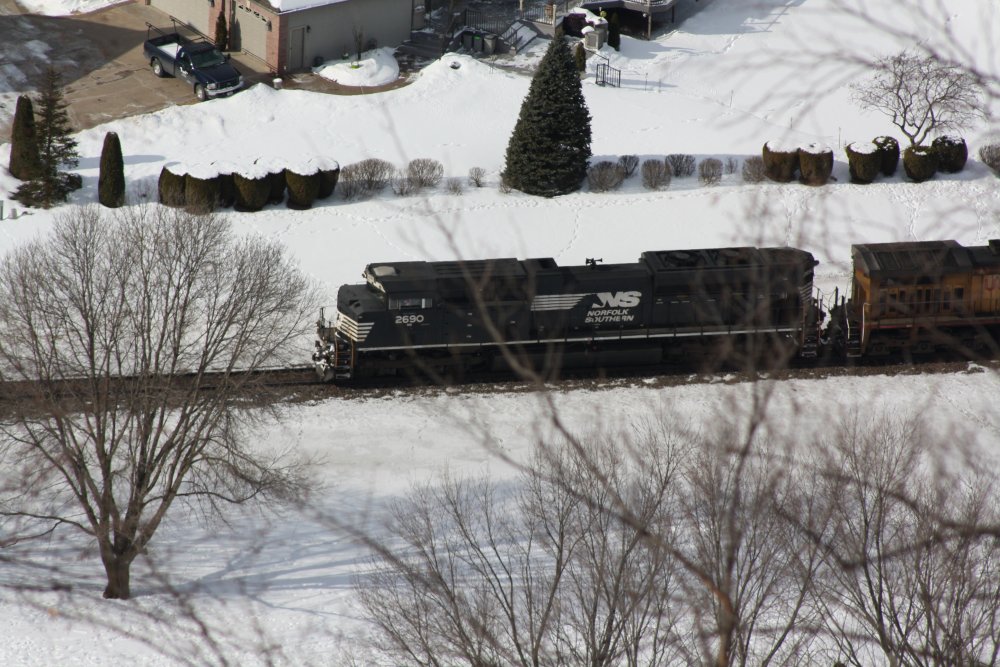 Train passing through town